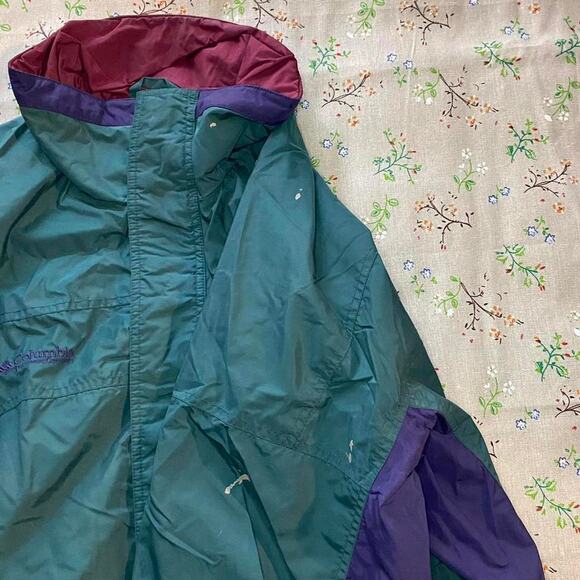 VTG Columbia Jacket Full Zip Windbreaker Colorblock Mens Large Track 90s 80s - Picture 4 of 8